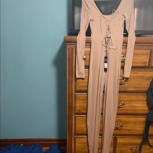Fashion Nova Tan Jumpsuit - Picture 3 of 4